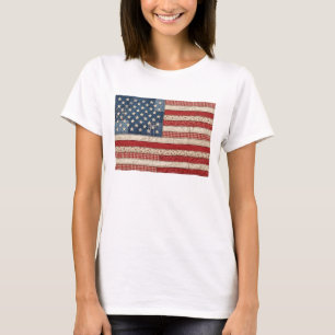 Vintage Patchwork American Flag Patriotic Quilt T- T-Shirt