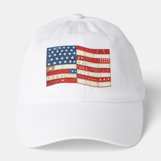 Vintage Patchwork American Flag | Patriotic Red Wh Hat