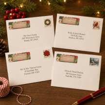 Vintage Patchwork Christmas Return Address Labels