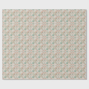 Vintage Patchwork Gingham Checkered Textile Design Wrapping Paper