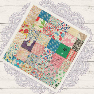 Vintage Patchwork Print Paper Napkins