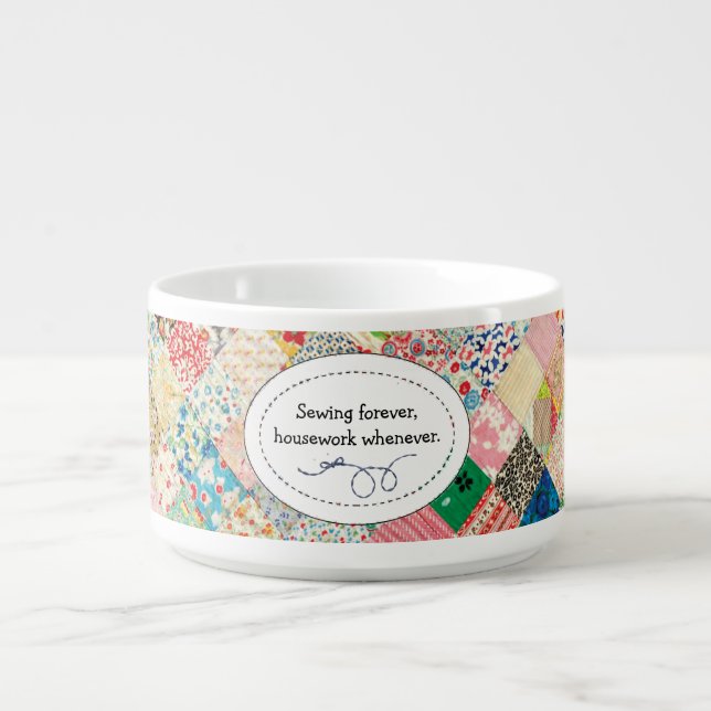 Vintage Patchwork Quilt Chili Bowl (Center)
