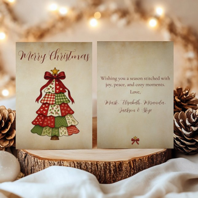 Vintage Patchwork Quilt Christmas  Holiday Card (Creator Uploaded)