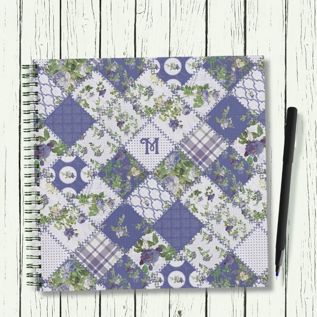 Vintage Patchwork Quilt Monogram Notebook (Creator Uploaded)