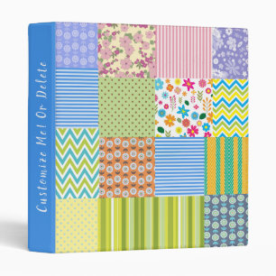 Vintage Patchwork Quilt Pattern Retro Personalized 3 Ring Binder