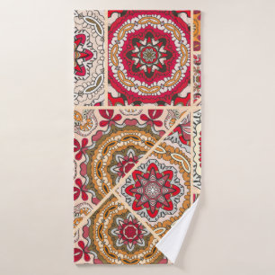 Vintage patchwork quilt pattern. Vintage decorativ Bath Towel