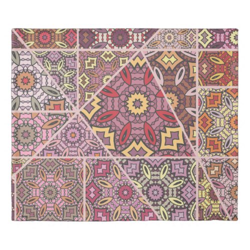 Vintage patchwork quilt pattern Vintage decorativ Duvet Cover