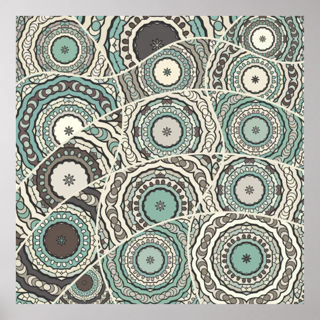 Patchwork Poster Design Vintage patchwork quilt pattern. Vintage decorativ Poster | Zazzle