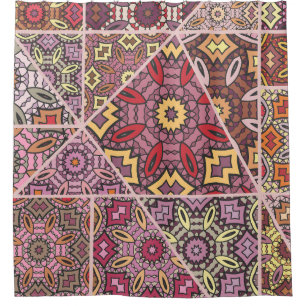 Vintage patchwork quilt pattern. Vintage decorativ Shower Curtain