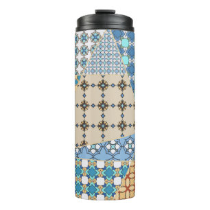 Vintage patchwork quilt pattern. Vintage decorativ Thermal Tumbler
