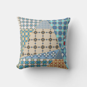 Vintage patchwork quilt pattern. Vintage decorativ Throw Pillow