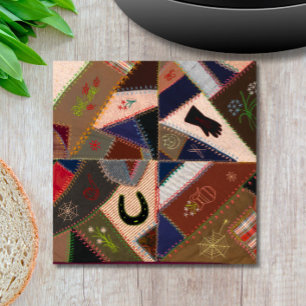 Vintage Patchwork Quilt Rustic Farmhouse Elegant Trivet