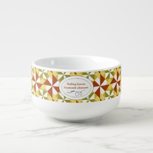 Vintage Patchwork Quilt Soup Mug