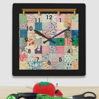 Vintage Patchwork Quilt Square Wall Clock by ClockORama at Zazzle