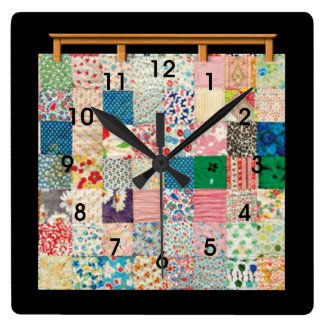Vintage Patchwork Quilt Square Wall Clock