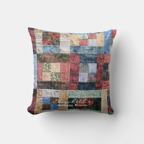 Vintage Patchwork Quilt Throw Pillow