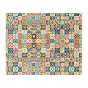 Vintage, patchwork quilted look acrylic print