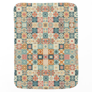 Vintage, patchwork quilted look baby blanket