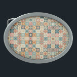 Vintage, patchwork quilted look belt buckle<br><div class="desc">add your own text</div>