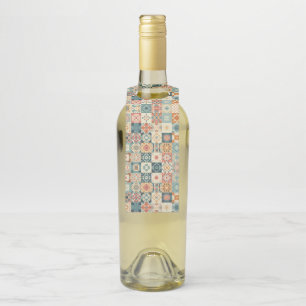 Vintage, patchwork quilted look bottle hanger tag