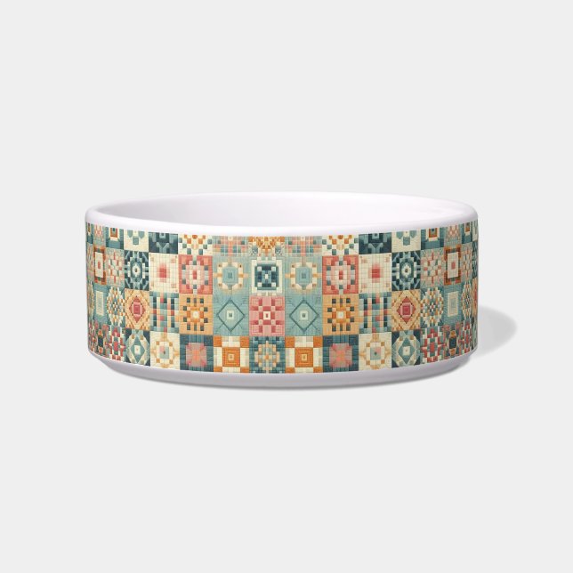 Vintage, patchwork quilted look bowl (Front)