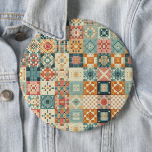 Vintage, patchwork quilted look button
