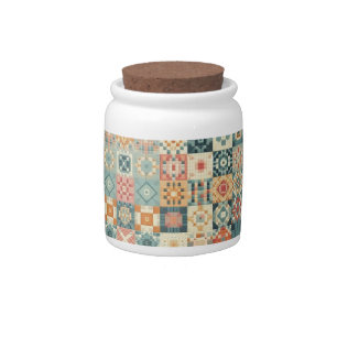 Vintage, patchwork quilted look candy jar