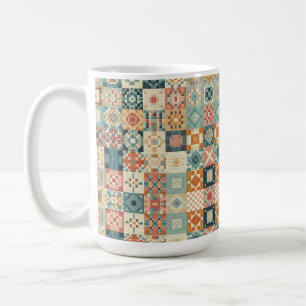 Vintage, patchwork quilted look coffee mug