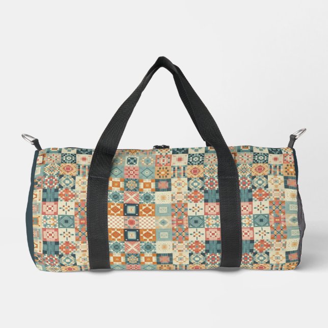 Vintage, patchwork quilted look duffle bag (Front)