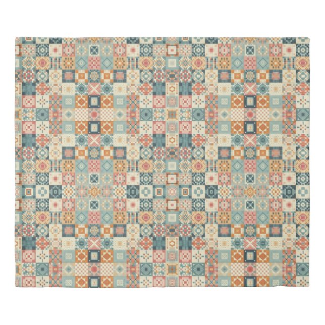 Vintage, patchwork quilted look duvet cover (Front)