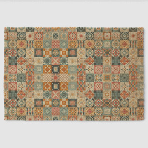Vintage, patchwork quilted look fiber doormat