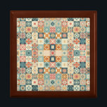 Vintage, patchwork quilted look gift box<br><div class="desc">add your own text</div>