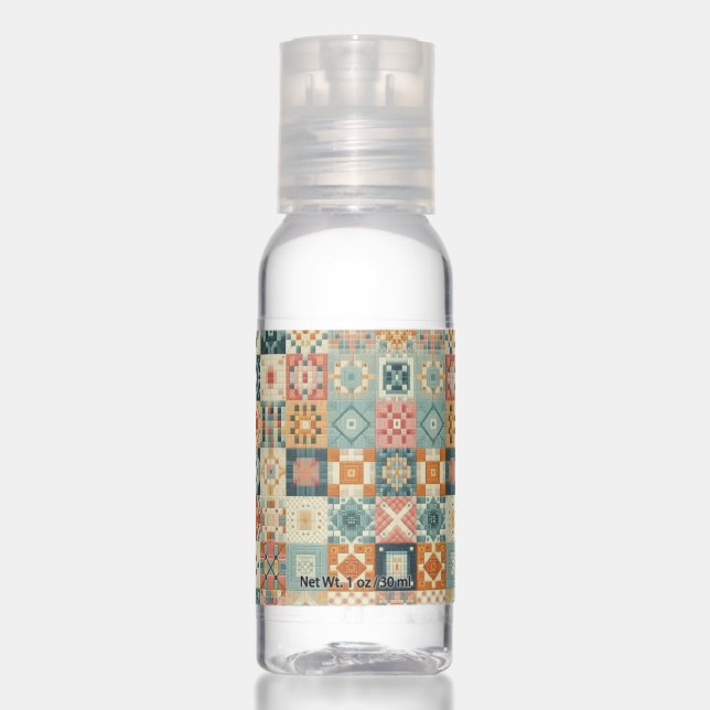 Vintage, patchwork quilted look hand sanitizer (Front)