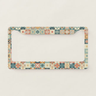 Vintage, patchwork quilted look license plate frame
