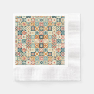 Vintage, patchwork quilted look napkins