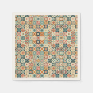 Vintage, patchwork quilted look napkins