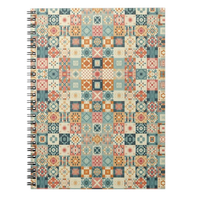 Vintage, patchwork quilted look notebook (Front)