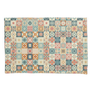 Vintage, patchwork quilted look pillow case