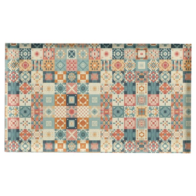 Vintage, patchwork quilted look place card holder (Front)