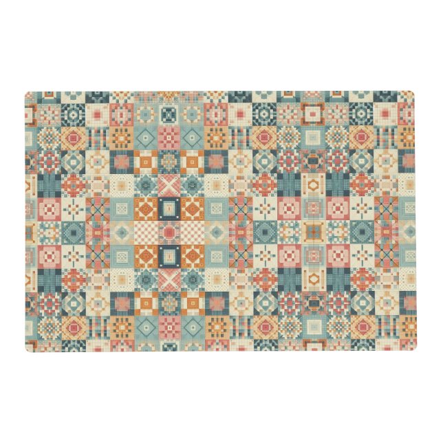 Vintage, patchwork quilted look placemat (Front)
