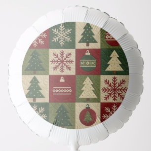 Vintage, patchwork quilted look rustic Christmas Balloon