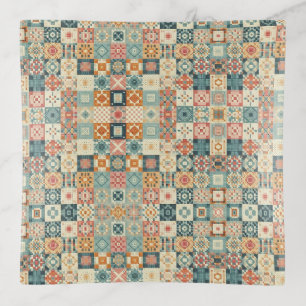 Vintage, patchwork quilted look trinket tray