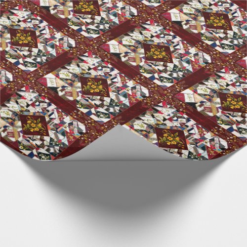 Vintage Patchwork Quit Floral Wrapping Paper