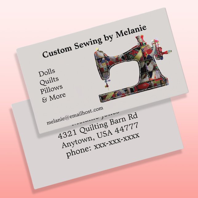Vintage Patchwork Sewing Machine Business Card (Creator Uploaded)