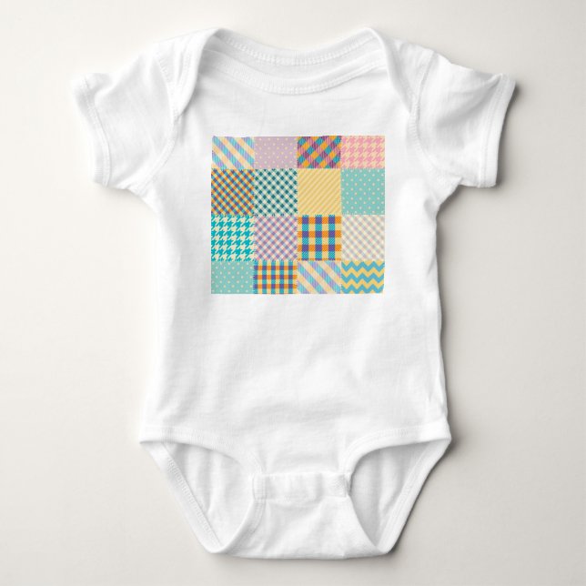Vintage Patchwork: Textile Seamless Background Baby Bodysuit (Front)