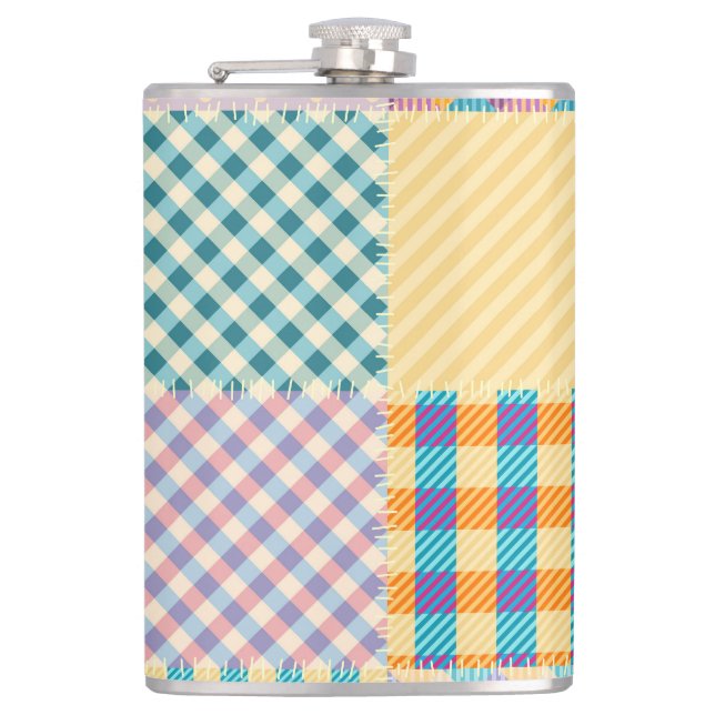 Vintage Patchwork: Textile Seamless Background Flask (Front)