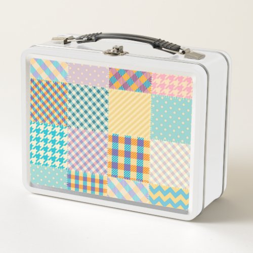 Vintage Patchwork Textile Seamless Background Metal Lunch Box