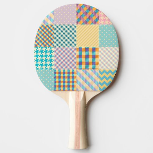 Vintage Patchwork Textile Seamless Background Ping Pong Paddle