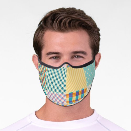 Vintage Patchwork Textile Seamless Background Premium Face Mask