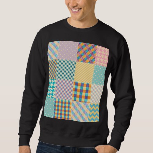 Vintage Patchwork Textile Seamless Background Sweatshirt